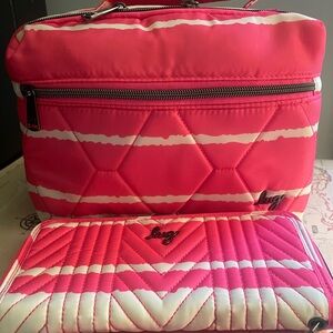 Lug Bebop and matching Straddle walker Pink and White Quilted Bag and Wallet Set